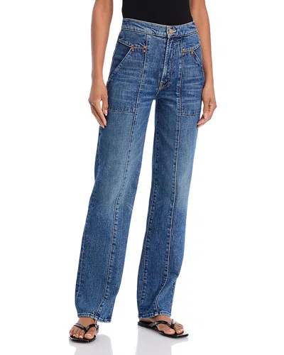 Mother The Riveting Rambler Zip Sneak Jeans In Bending The Rules In Blue