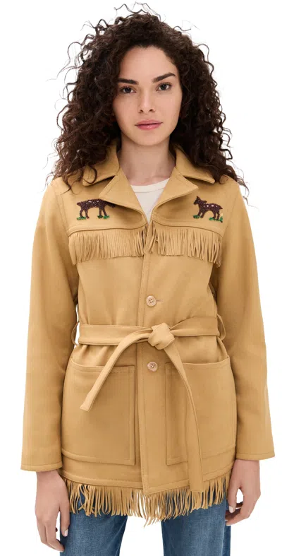 Mother The Roadside Faux Suede Jacket Oh Deer In Brown