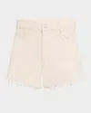 Mother The Rocky Tomcat Kick Fray Denim Shorts In Act Natural