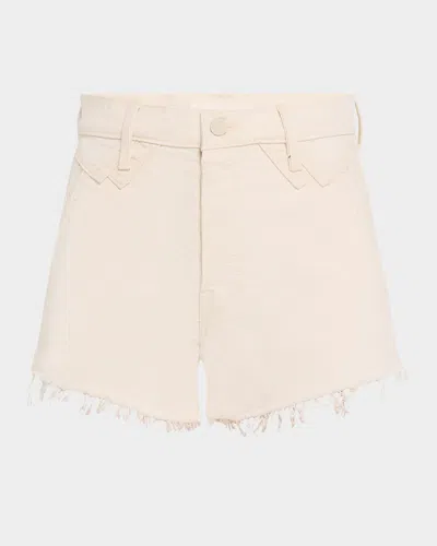 Mother The Rocky Tomcat Kick Fray Denim Shorts In Act Natural