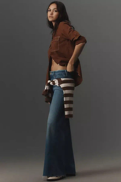 Mother The Roller Fray High-rise Wide-leg Jeans In Blue