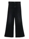 Mother Wide Black Jeans In Soft Cotton-modal Blend In Blue