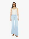 Mother Womens The Roller Sneak Wide-leg Mid-rise Stretch Denim-blend Jeans Balls In Your Court In Blue