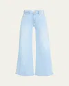 Mother Womens The Roller Sneak Wide-leg Mid-rise Stretch Denim-blend Jeans Balls In Your Court In Blue