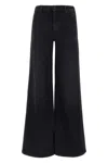 Mother Wide-leg Stretch Cotton Blend Jeans In Black