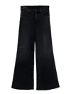 Mother Wide Black Jeans In Soft Cotton-modal Blend In Blue