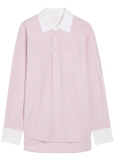 Mother The Room Frenchie Striped Cotton Shirt In Pink