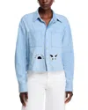 Mother The Roomie Double Frenchie Crop Fray Soulstice Shirt In Blue