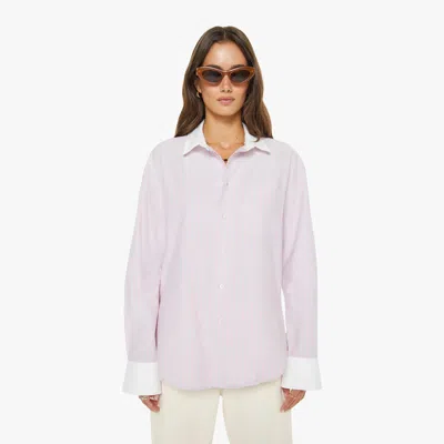 Mother The Roomie Frenchie Pinstripe Cotton Button-up Top In Pink