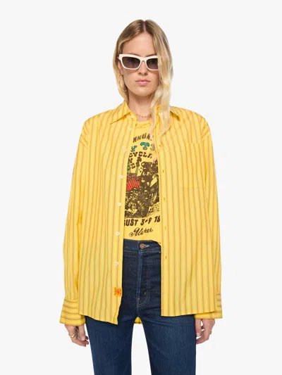 Mother The Roomie Frenchie Stripe Shirt In Yellow