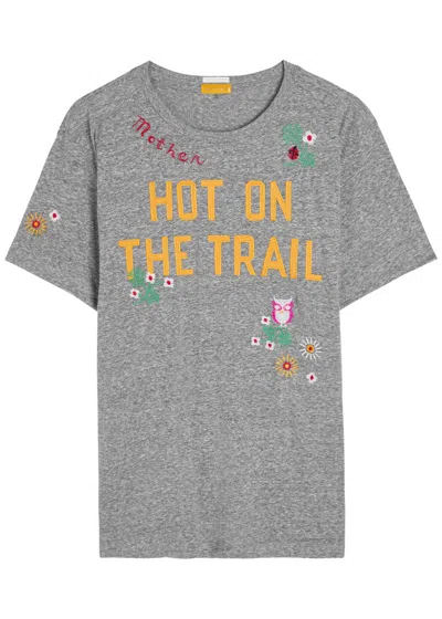 Mother Womens Hot On The Trail The Rowdy Embroidered Woven T-shirt In Gray
