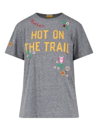 Mother Womens Hot On The Trail The Rowdy Embroidered Woven T-shirt In Gray