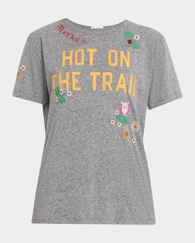 Mother Womens Hot On The Trail The Rowdy Embroidered Woven T-shirt In Gray