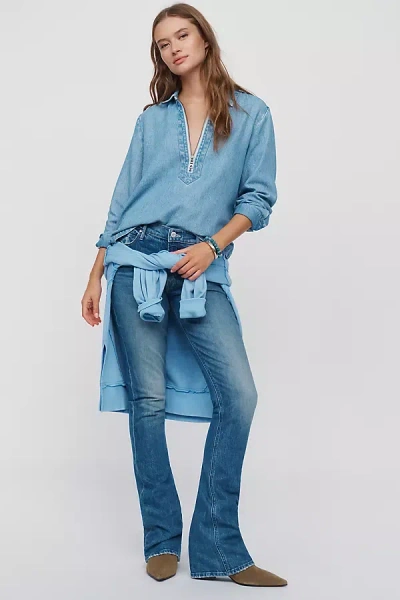 Mother The Runaway Low Rise Slim Bootcut Jeans In Blue