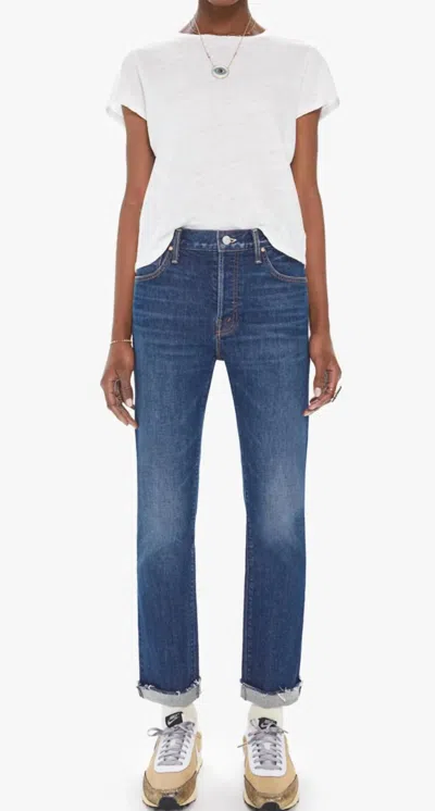 Mother The Scrapper Cuff Ankle Fray Jeans In Lets Wine About It In Multi