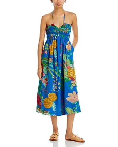 Mother The Screeching Cotton Halter Midi Dress In Late Bloomer