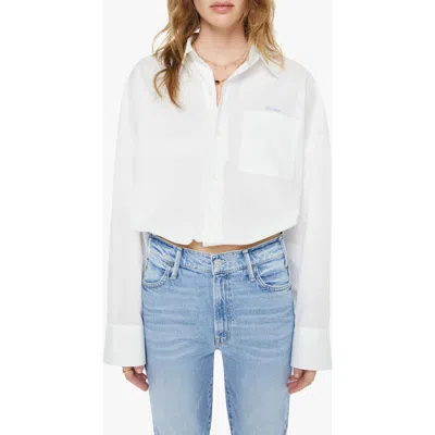 Mother The Scrunchie Frenchie Bubble Hem Cotton Button-up Shirt In White