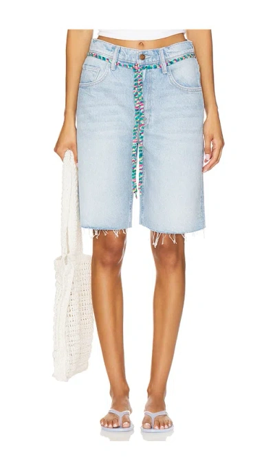 Mother The Shoelace Fun Dip Short Fray In Blue