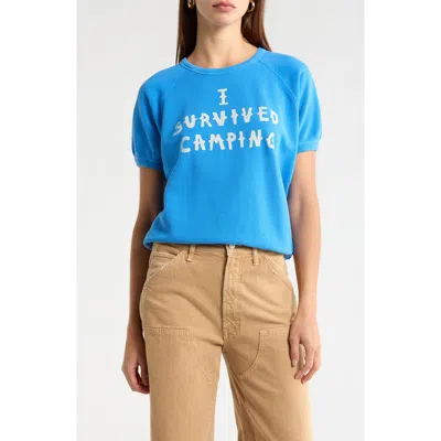 Mother Concert Printed Cotton-jersey T-shirt In Blue