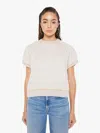 MOTHER THE SHORT SLEEVE CONCERT TUCK HEATHER OATMEAL SHIRT IN BEIGE - SIZE X-LARGE