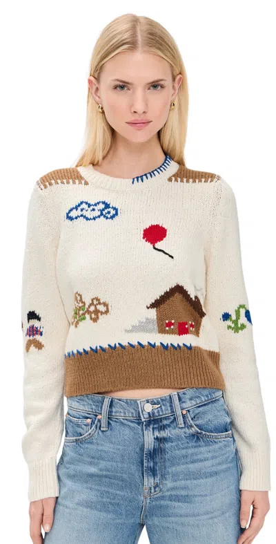 Mother Shrunken Pulllover Crewneck Sweater In Little House On The Prairie In Multi