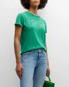 Mother The Sinful Graphic Crewneck Tee In Golf Green For Sure Fsg
