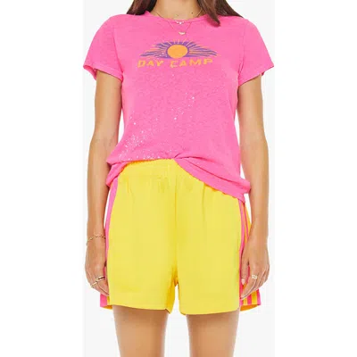 Mother Womens Day Camp The Lil Sinful Graphic-print Cotton-and-linen T-shirt In Pink