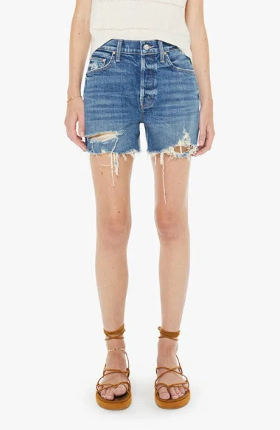 MOTHER MOTHER THE SKIPPED DISTRESSED DENIM SHORTS