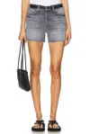 Mother The Skipper Raw-cut Hem Short In Lets Ride In Gray