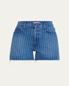 Mother The Skipper Short N Long Fray Denim Shorts