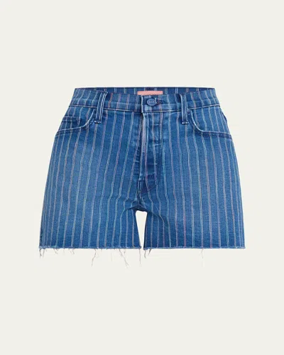MOTHER THE SKIPPER SHORT N LONG FRAY DENIM SHORTS