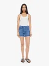 Mother The Skipper Short N Long Fray Denim Shorts In Multi