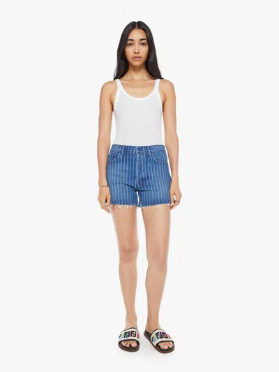 Mother The Skipper Short N Long Fray Denim Shorts In Multi