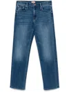 Mother High-waisted Cropped Jeans In Blue Denim In Blue