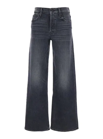 MOTHER 'THE SMOOTHIE SNEAK' BLACK JEANS WITH WIDE LEG AND LOGO EMBROIDERY ON THE REAR IN DENIM WOMAN