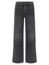 Mother Wide-leg Jeans With Five Pockets And Belt Loops In Black