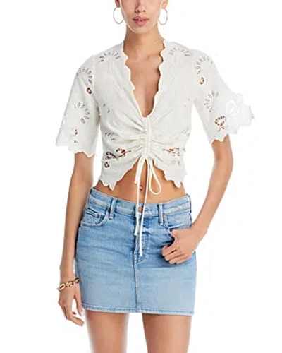 MOTHER THE SOCIAL BUTTERFLY DRAWSTRING CROP TOP