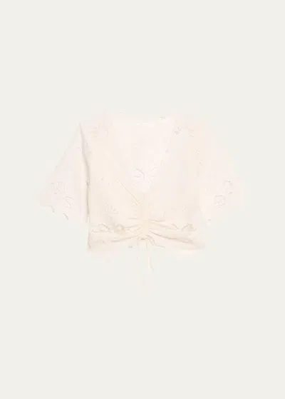 Mother The Social Butterfly Embroidered Top In Take A Bow