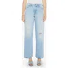 Mother The Spinner Sneak High Waist Ripped Wide Leg Jeans In Pedal Faster