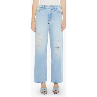Mother The Spinner Sneak High Waist Ripped Wide Leg Jeans In Pedal Faster