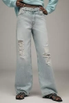 Mother The Spinner Sneak High Waist Ripped Wide Leg Jeans In Blue