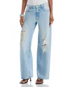 Mother The Spinner Sneak High Waist Ripped Wide Leg Jeans In Pedal Faster