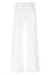 Mother The Hustler Patch Pocket Raw Hem High Waist Ankle Flare Jeans In White