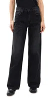 Mother The Spinner Zip Sneak Jeans In Black Magic