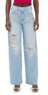 Mother The Spinner Sneak High Waist Ripped Wide Leg Jeans In Pedal Faster