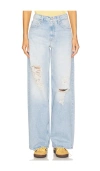 Mother The Spinner Sneak High Waist Ripped Wide Leg Jeans In Pedal Faster