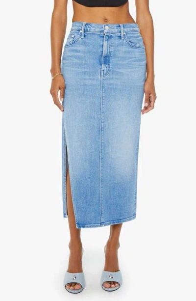 Mother The Split Second Denim Midi Skirt In Multi