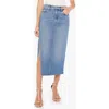 Mother The Split Second Denim Midi Skirt In Strike A Pose