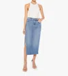 Mother The Split Second Denim Midi Skirt In Multi