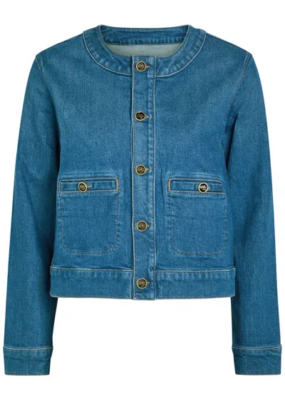 Mother The Stashed Picky Stretch-denim Jacket In Blue